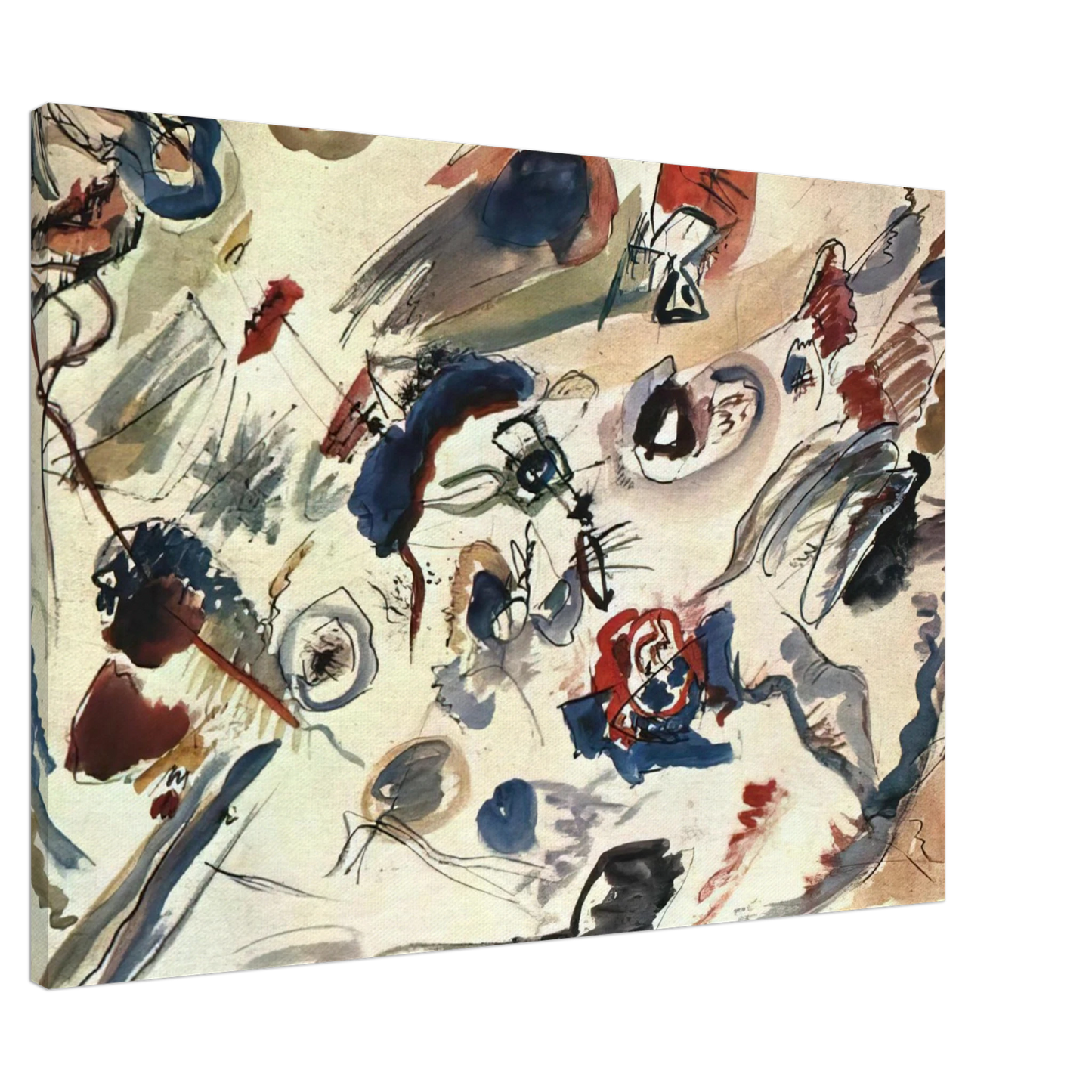 Wassily Kandinsky - FIRST ABSTRACT WATERCOLOR 1910 Canvas - 20x30 cm / 8x12 inches-canvas