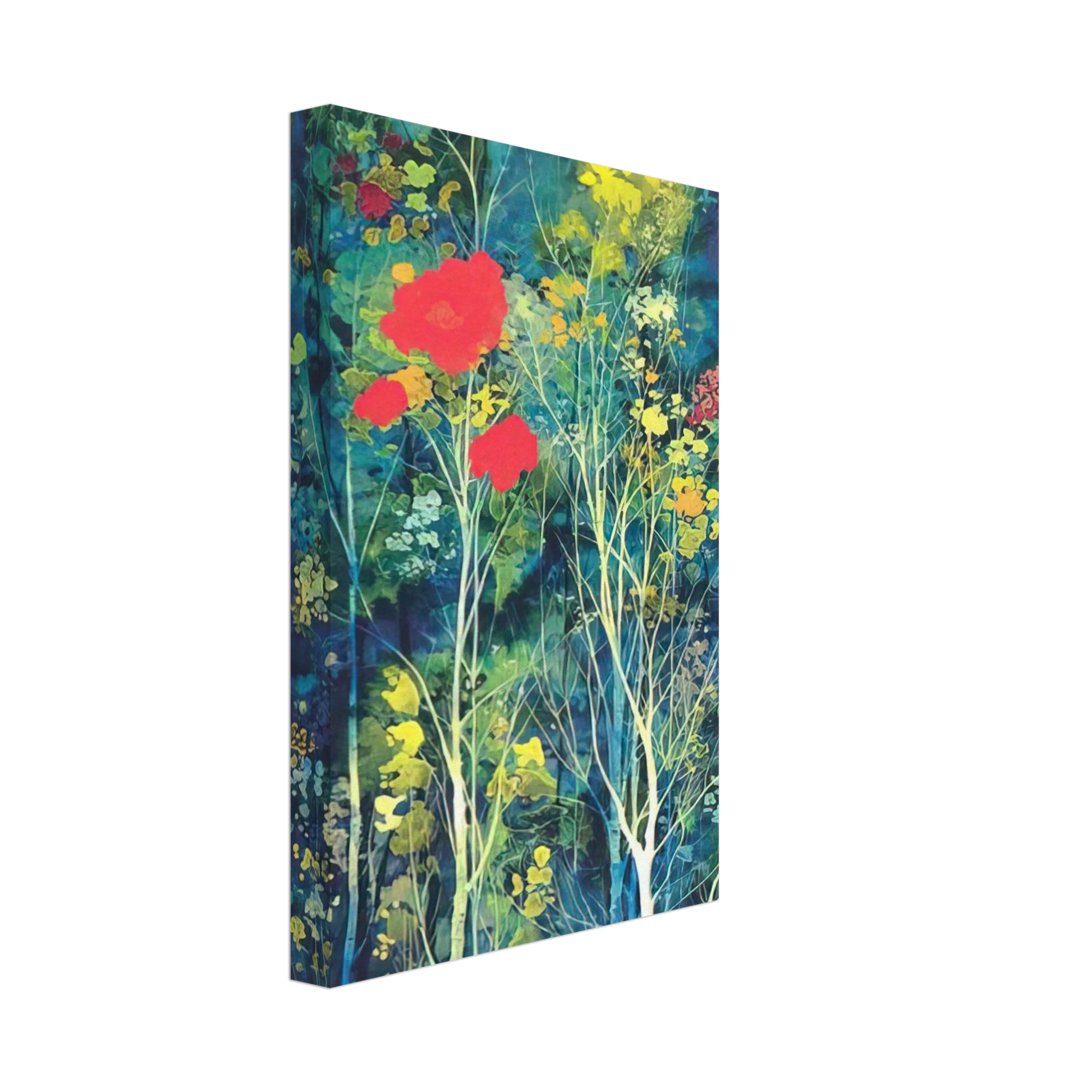 Eyvind Earle - Poppies and Flowers Canvas - 40x60 cm / 16x24 inches-canvas