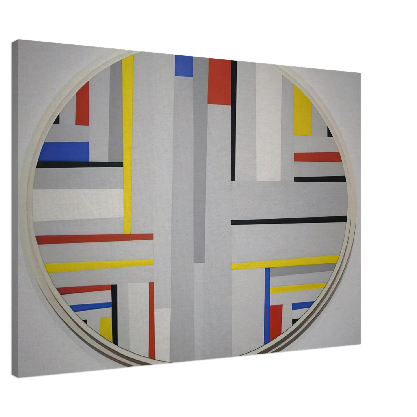 Fritz Glarner - Relational Painting, Tondo - Neoplasticism Canvas - 20x30 cm / 8x12 inches-canvas