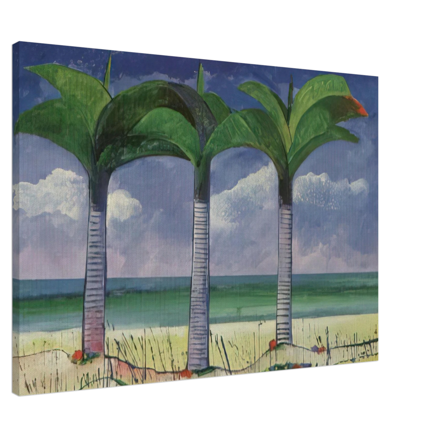 Aldemir Martins - Praia com Tres Coqueiros - 1995 Canvas - 20x30 cm / 8x12 inches-canvas