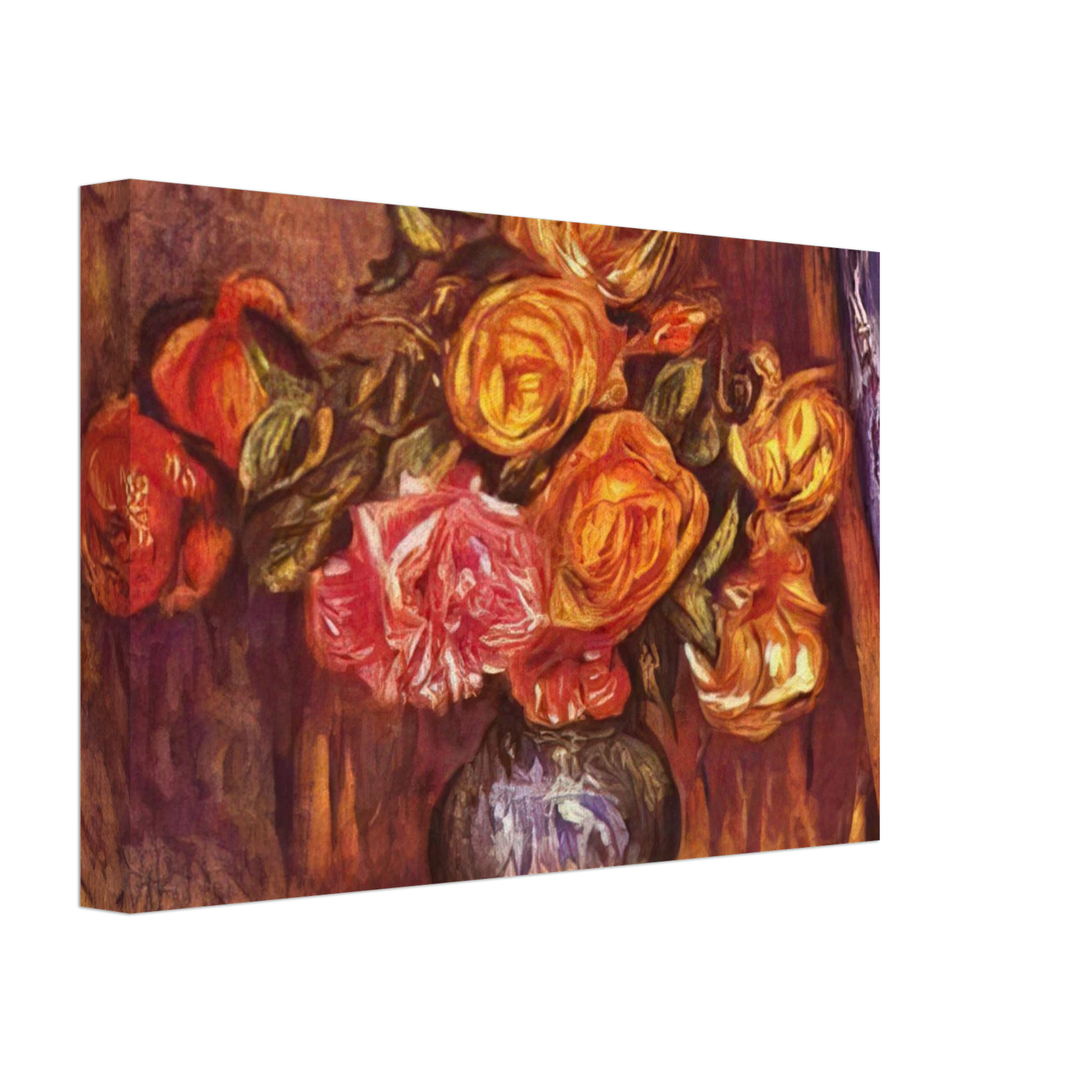 Pierre-Auguste Renoir - Roses Before the Blue Curtain Canvas - 70x100 cm / 28x40 inches-canvas