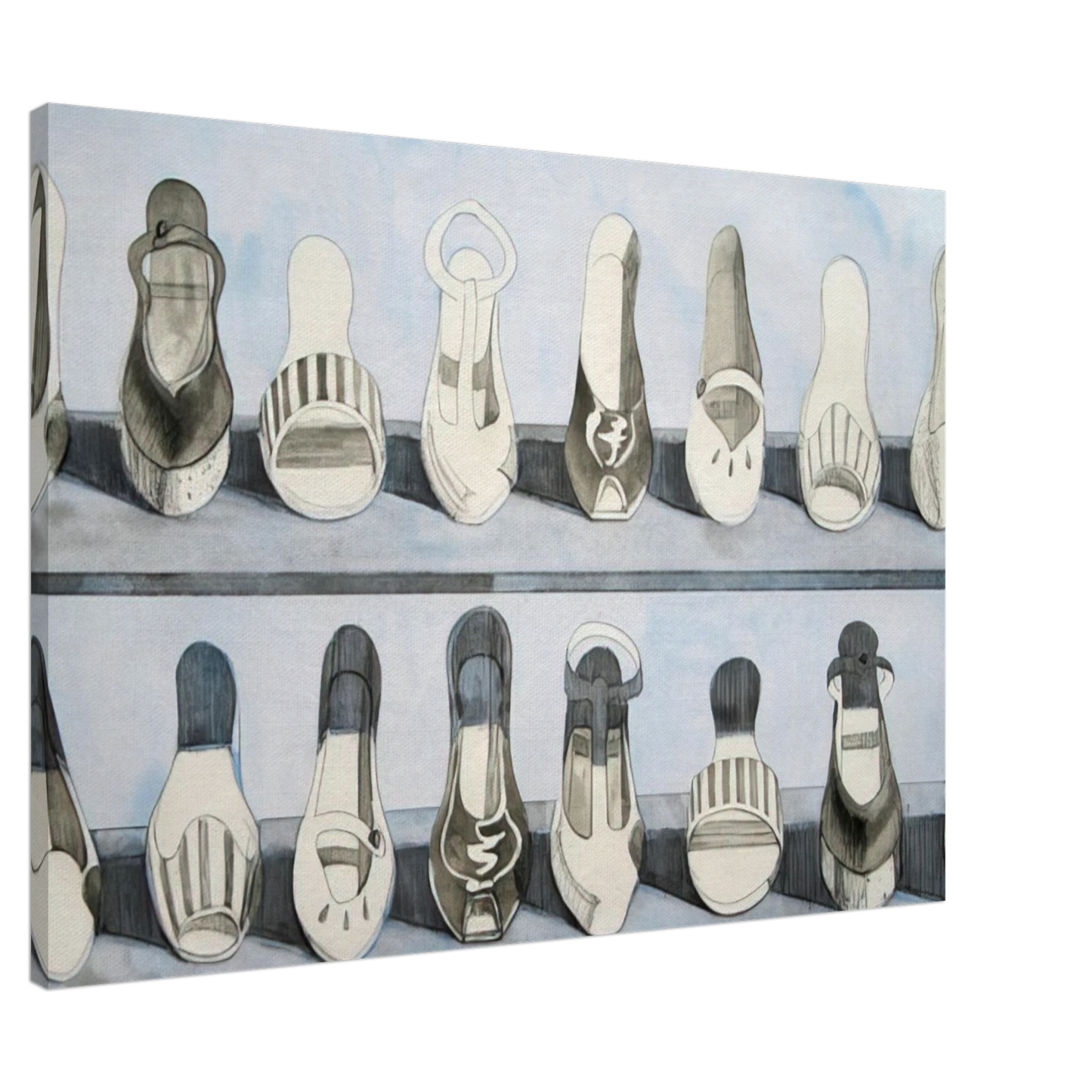 Wayne Thiebaud - Shoe Rows - 1975 Canvas - 20x30 cm / 8x12 inches-canvas