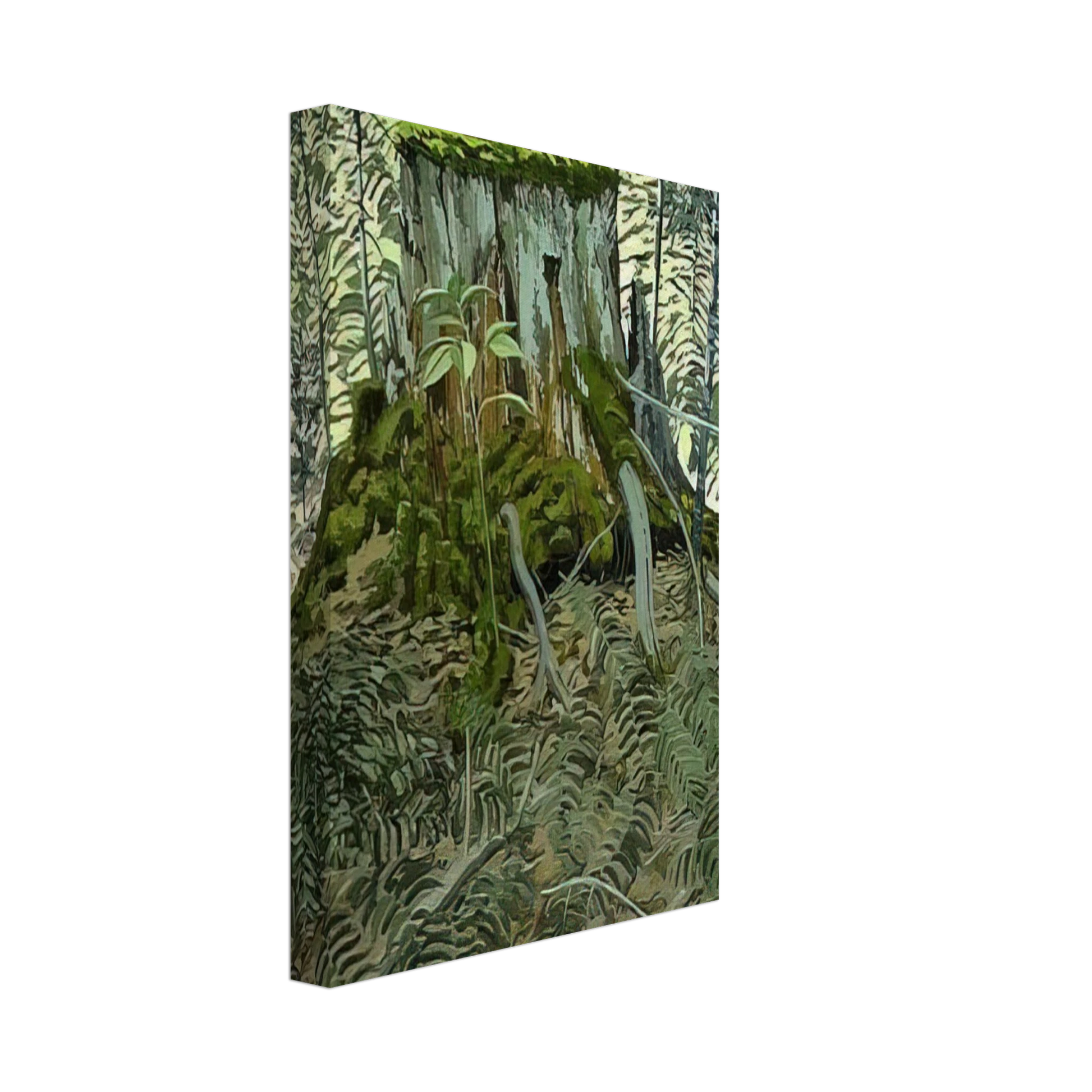 Neil Welliver - Stump and Ferns - Contemporary Realism Canvas - 70x100 cm / 28x40 inches-canvas