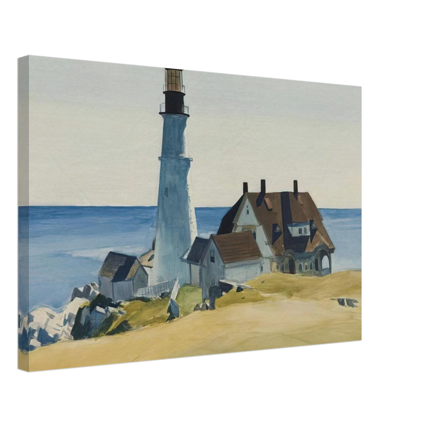 Edward Hopper - Lighthouse and Buildings, Portland Head, Cape Elizabeth, Maine Canvas - 40x60 cm / 16x24 inches-canvas