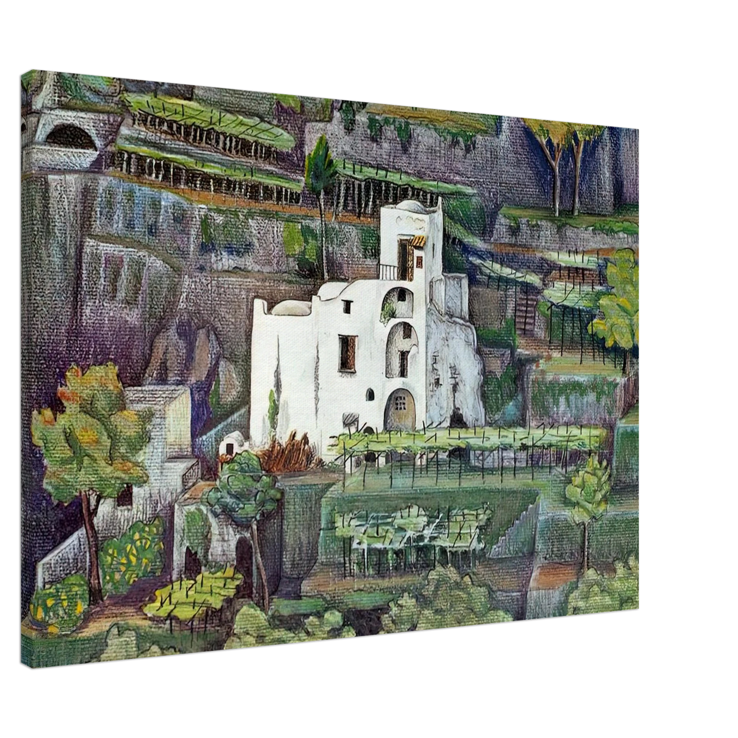 MC Escher - FARMHOUSE RAVELLO COLOUR Canvas - 20x30 cm / 8x12 inches-canvas