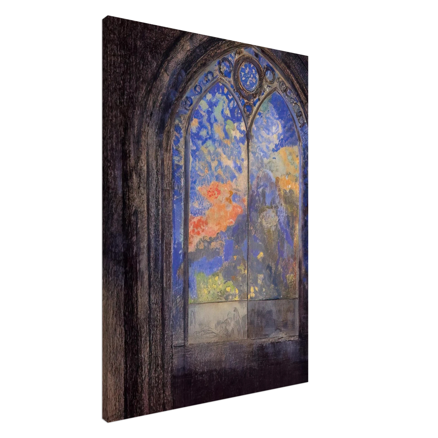 Odilon Redon - STAINED GLASS WINDOW THE MYSTERIOUS GARDEN Canvas - 20x30 cm / 8x12 inches-canvas