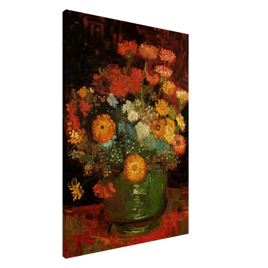 Vincent van Gogh - Vase with Zinnias Canvas - 20x30 cm / 8x12 inches-canvas