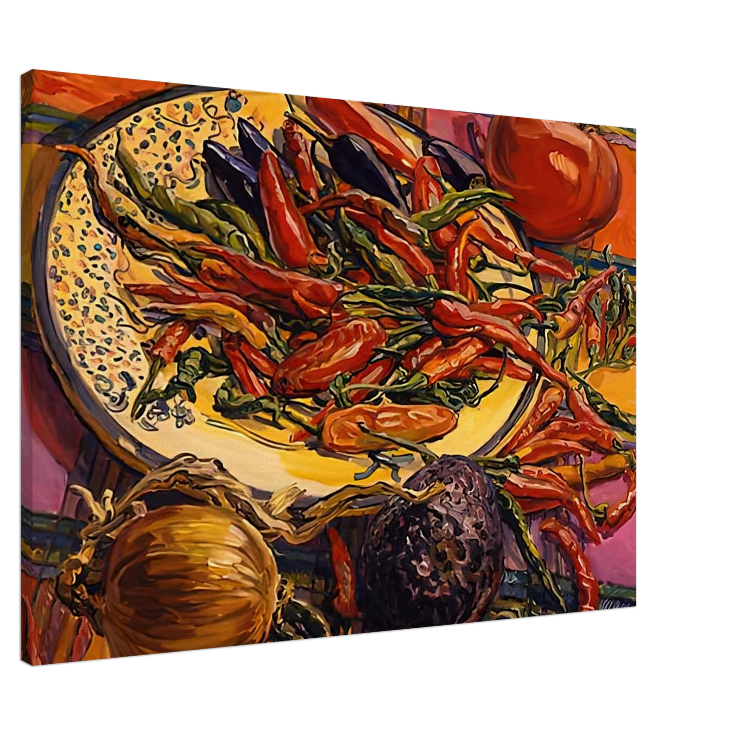 Janet Fish - CHILI PEPPERS 2005 Canvas - 20x30 cm / 8x12 inches-canvas
