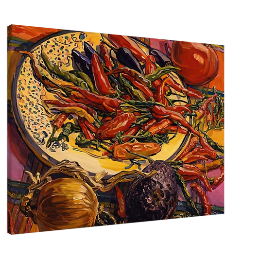 Janet Fish - CHILI PEPPERS 2005 Canvas - 20x30 cm / 8x12 inches-canvas