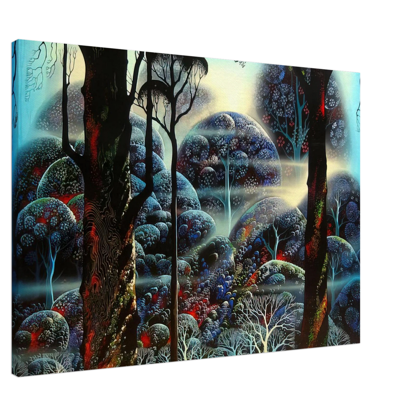 Eyvind Earle - Mist in the Dark Woods Canvas - 20x30 cm / 8x12 inches-canvas
