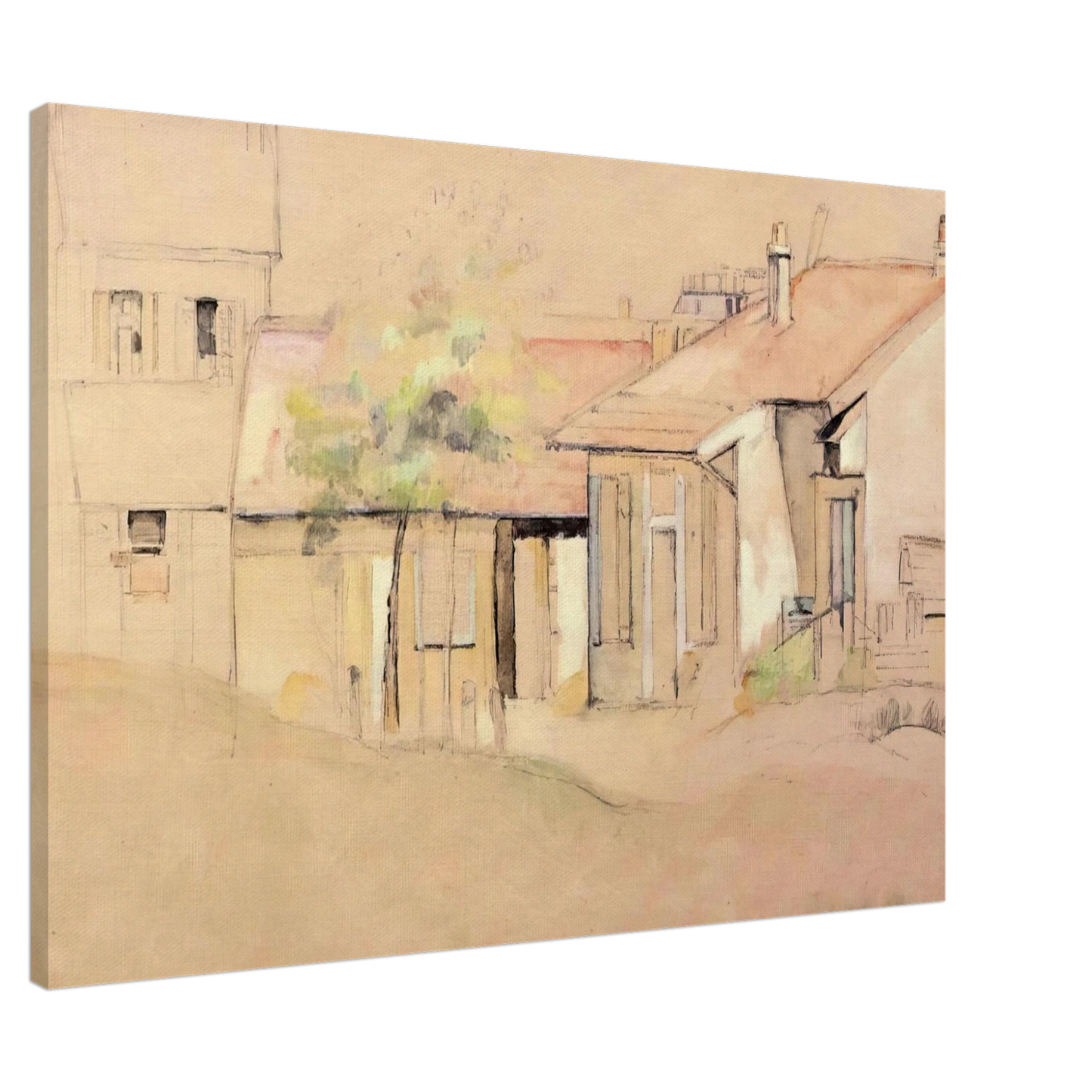 Paul Cezanne - Cottages Canvas - 20x30 cm / 8x12 inches-canvas