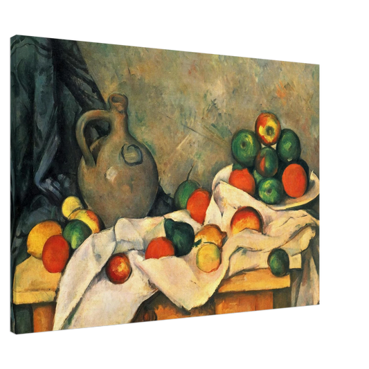 Paul Cezanne - Curtain, Jug and Fruit Canvas - 20x30 cm / 8x12 inches-canvas