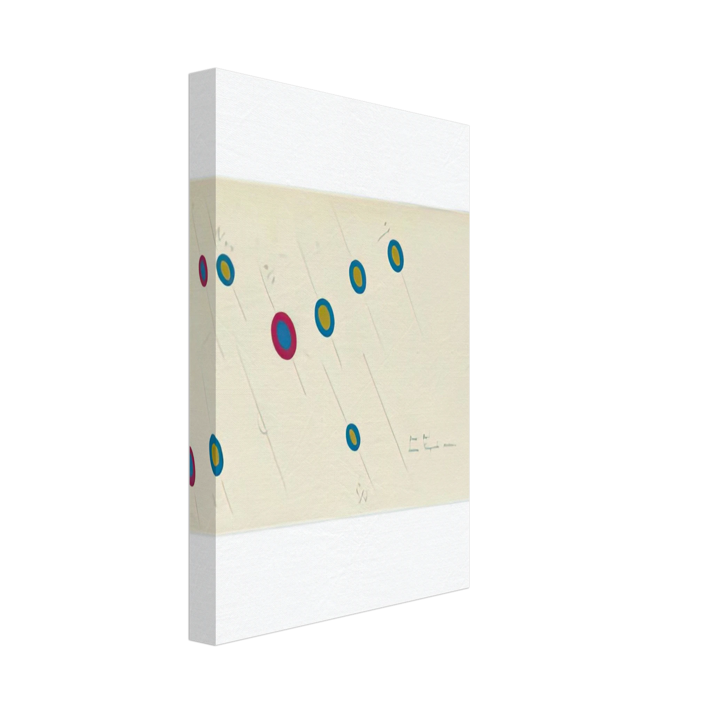 Bridget Riley - OVAL AXIS CERISE TURQUOISE OCHRE 1970 Canvas - 70x100 cm / 28x40 inches-canvas