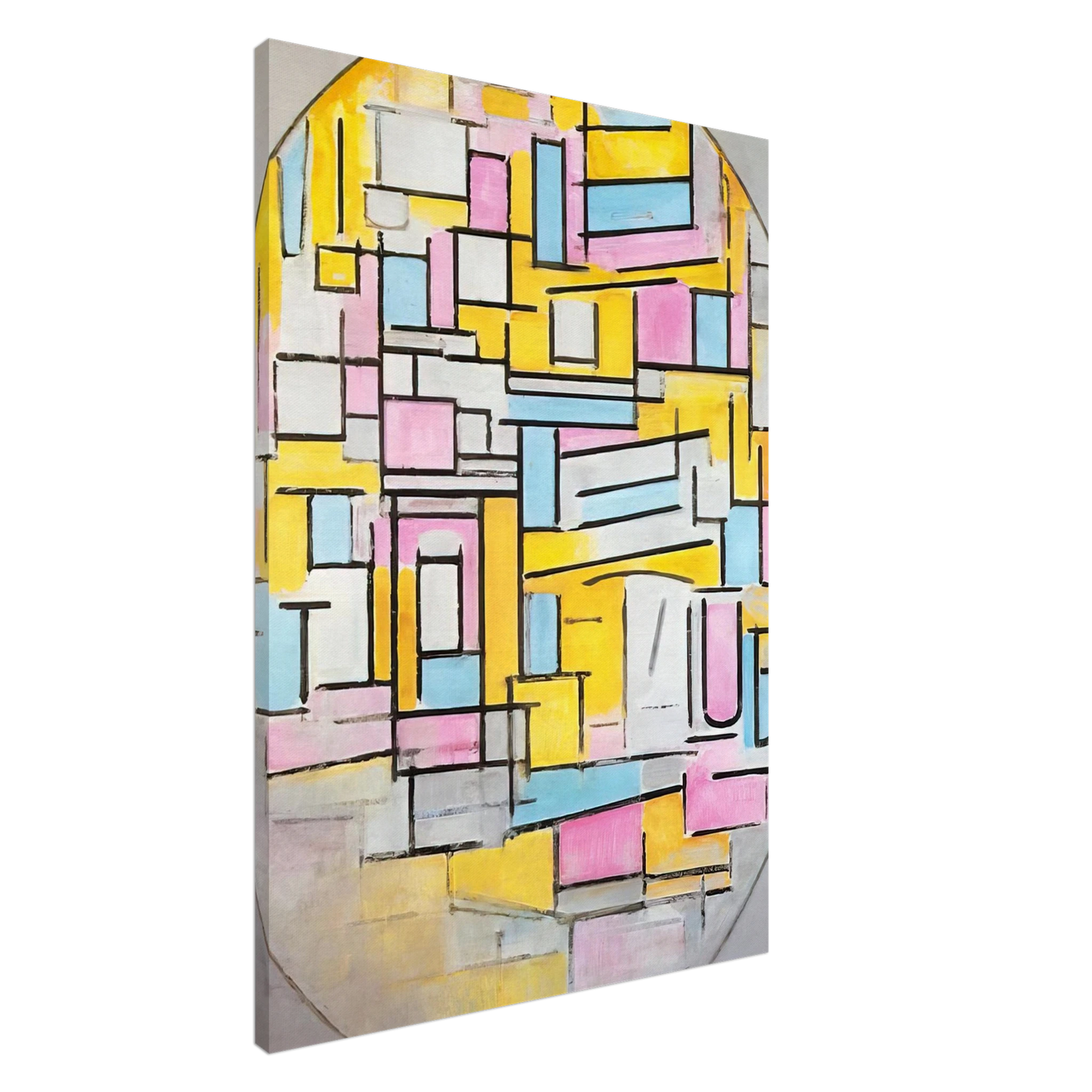 Piet Mondrian - Composition with Oval in Color Planes II Canvas - 20x30 cm / 8x12 inches-canvas