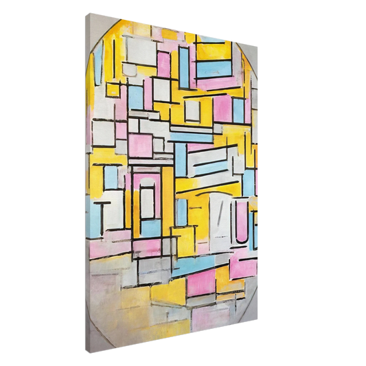 Piet Mondrian - Composition with Oval in Color Planes II Canvas - 20x30 cm / 8x12 inches-canvas