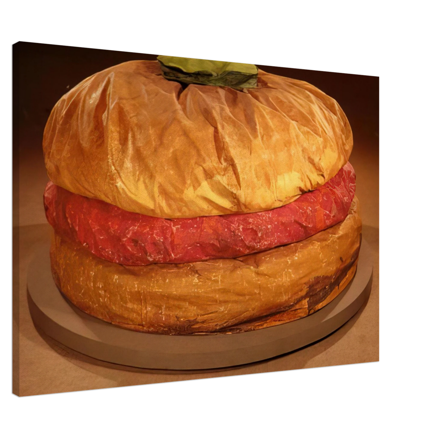 Claes Oldenburg - FLOOR BURGER GIANT HAMBURGER 1962 Canvas - 20x30 cm / 8x12 inches-canvas