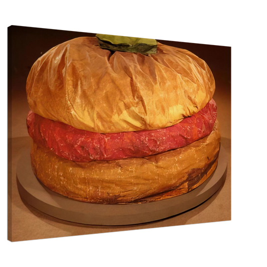 Claes Oldenburg - FLOOR BURGER GIANT HAMBURGER 1962 Canvas - 20x30 cm / 8x12 inches-canvas