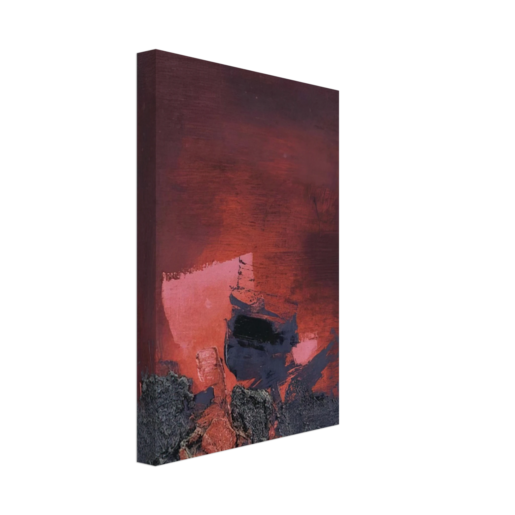 Luis Feito - SIN T TULO ABSTRACCI N EN ROSO Y NEGRO Canvas - 70x100 cm / 28x40 inches-canvas