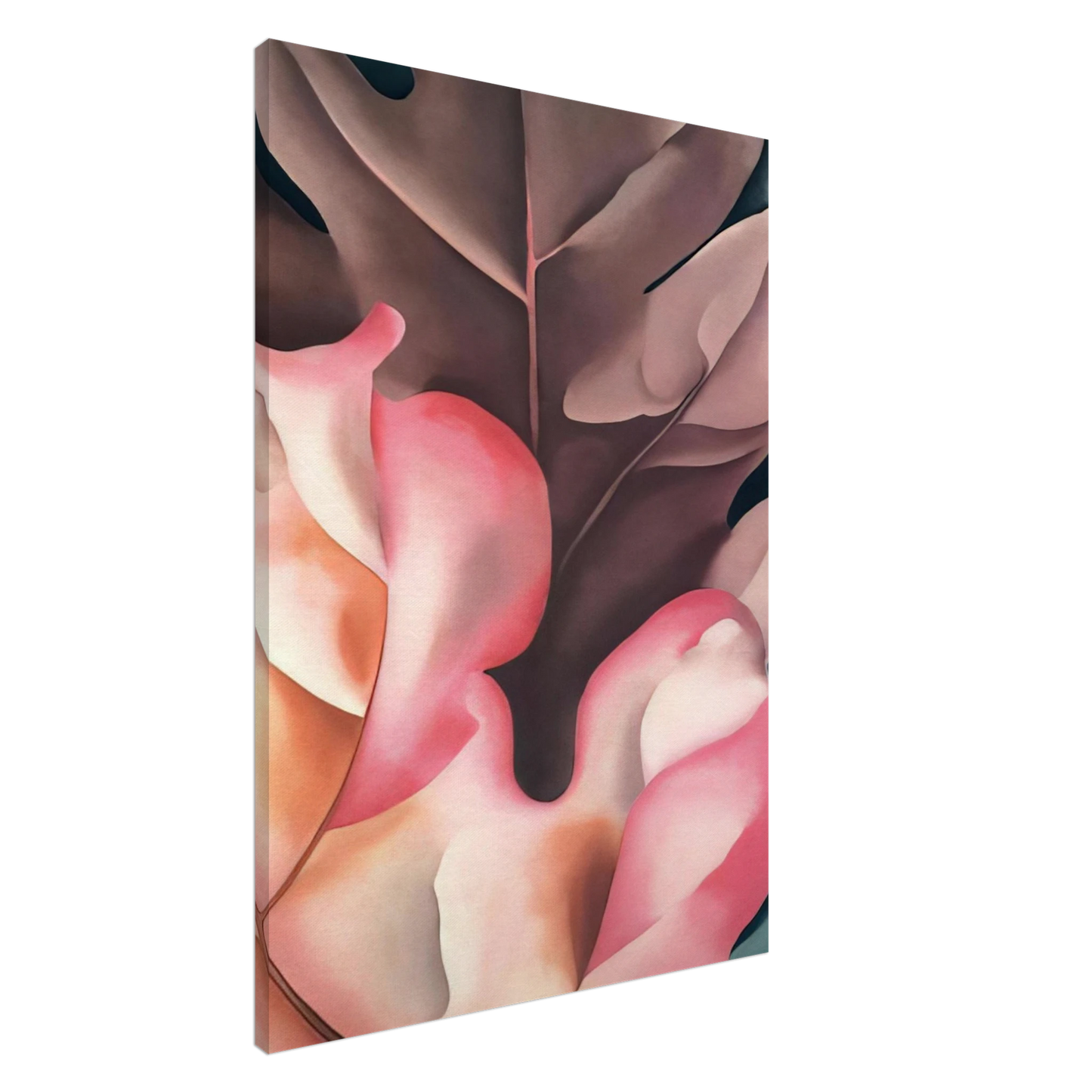 Georgia O'Keeffe - Oak Leaves Pink and Grey Canvas - 20x30 cm / 8x12 inches-canvas