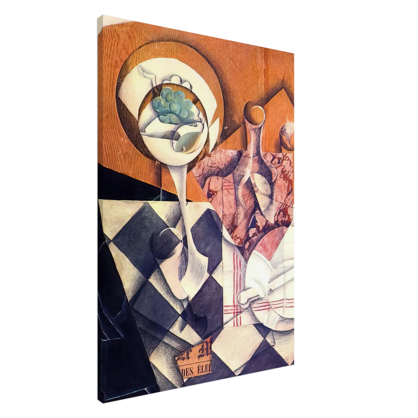 Juan Gris - FRUIT BOWL WITH BOTTLE 1914 Canvas - 20x30 cm / 8x12 inches-canvas