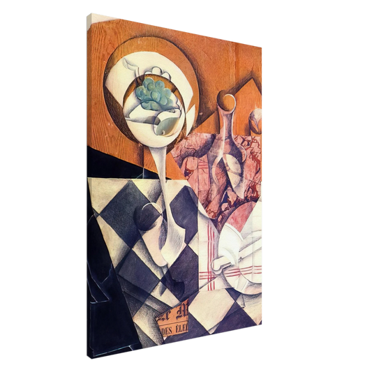 Juan Gris - FRUIT BOWL WITH BOTTLE 1914 Canvas - 20x30 cm / 8x12 inches-canvas