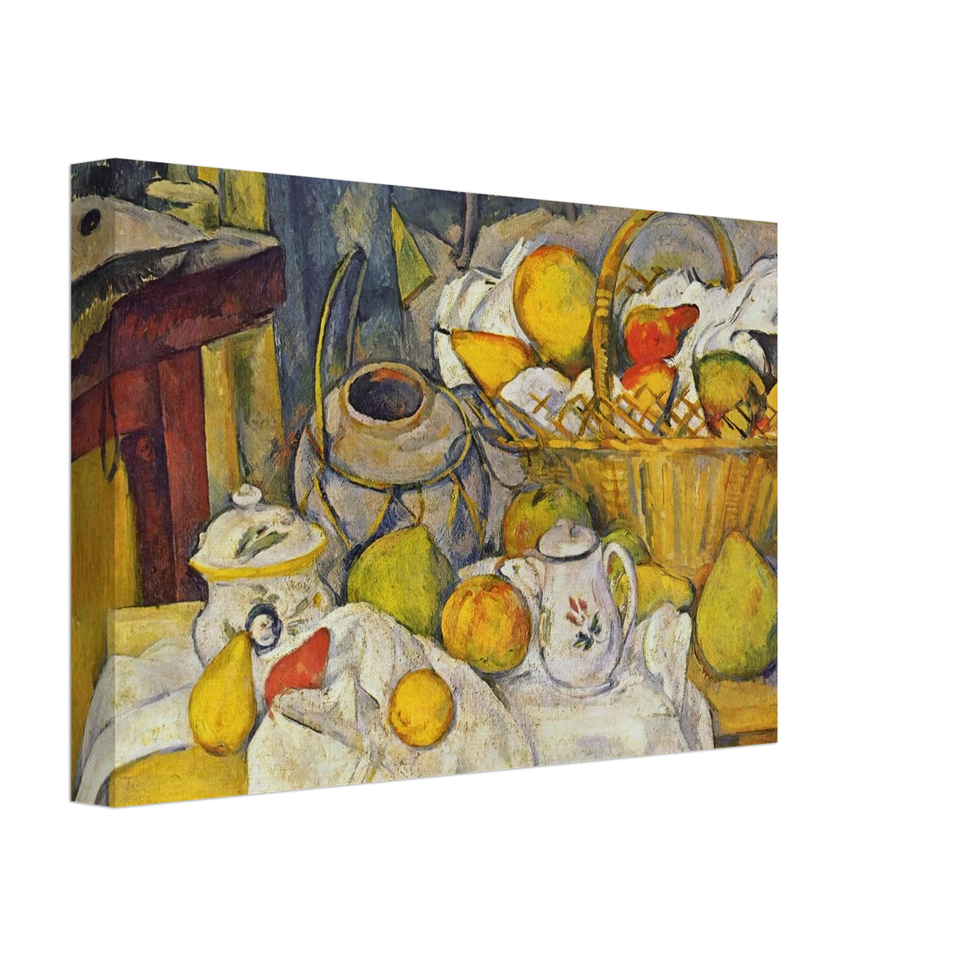 Paul Cezanne - Still life with basket Kitchen table Canvas - 40x60 cm / 16x24 inches-canvas