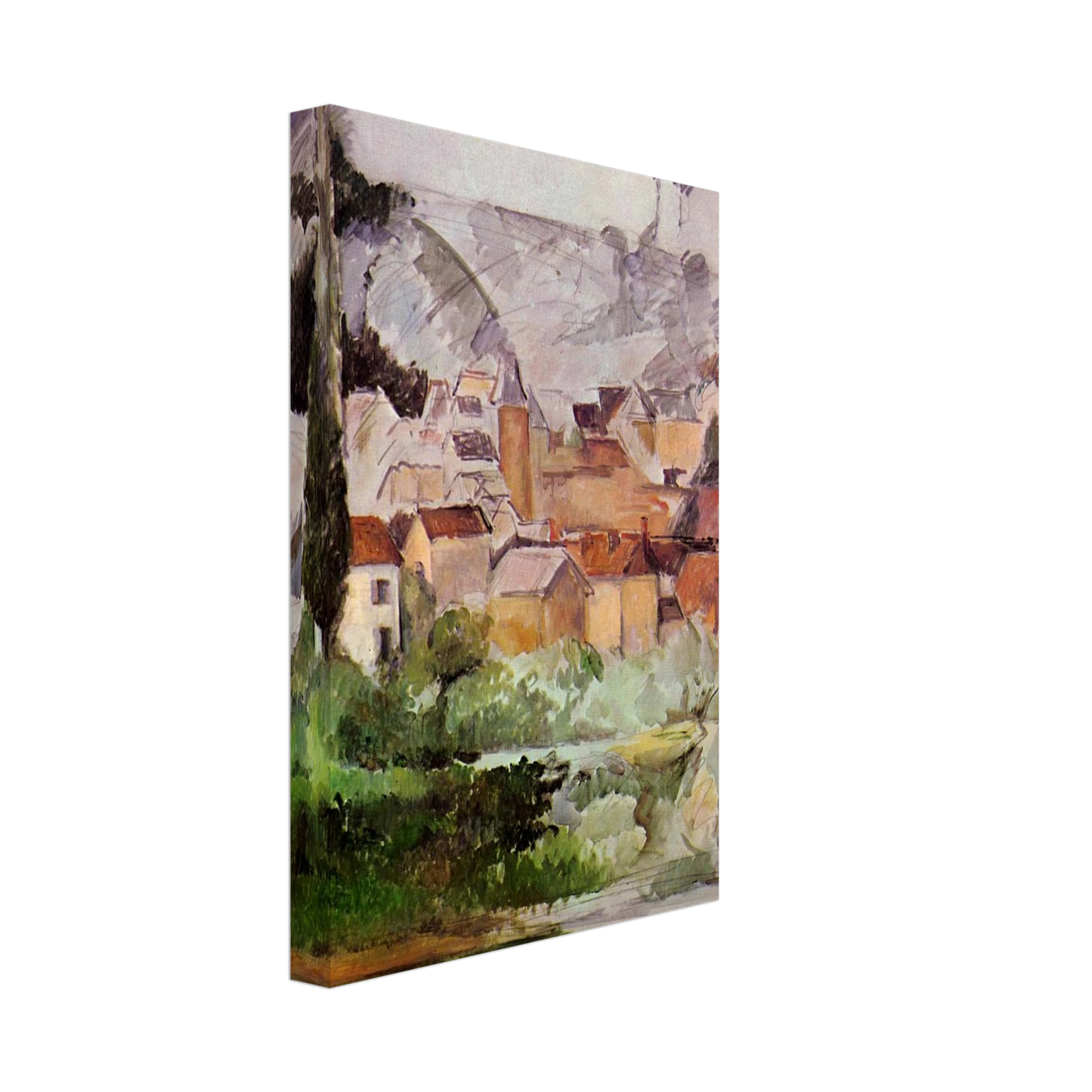 Paul Cezanne - Medan Chateau and Village Canvas - 70x100 cm / 28x40 inches-canvas