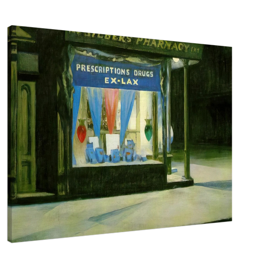 Edward Hopper - Drug Store Canvas - 20x30 cm / 8x12 inches-canvas
