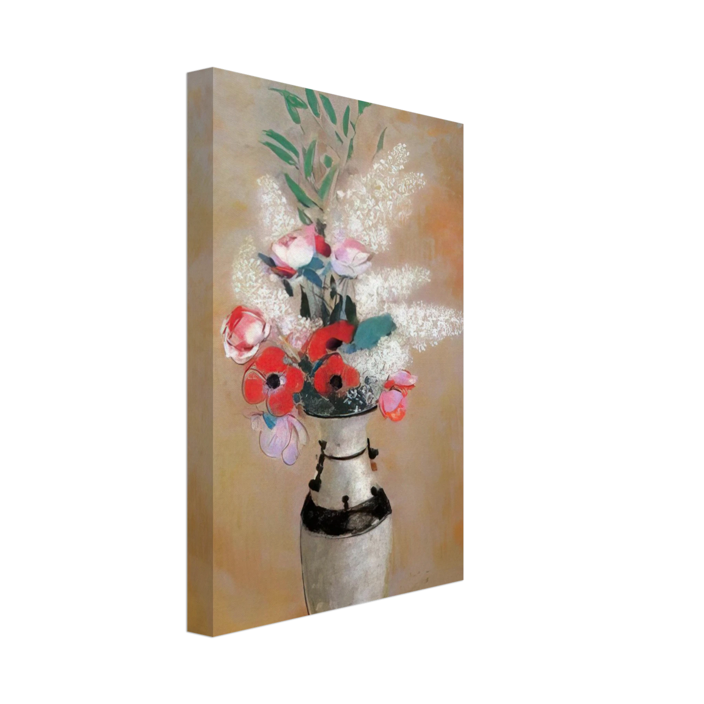 Odilon Redon - BOUQUET WITH WHITE LILIES IN A JAPANESE VASE Canvas - 70x100 cm / 28x40 inches-canvas