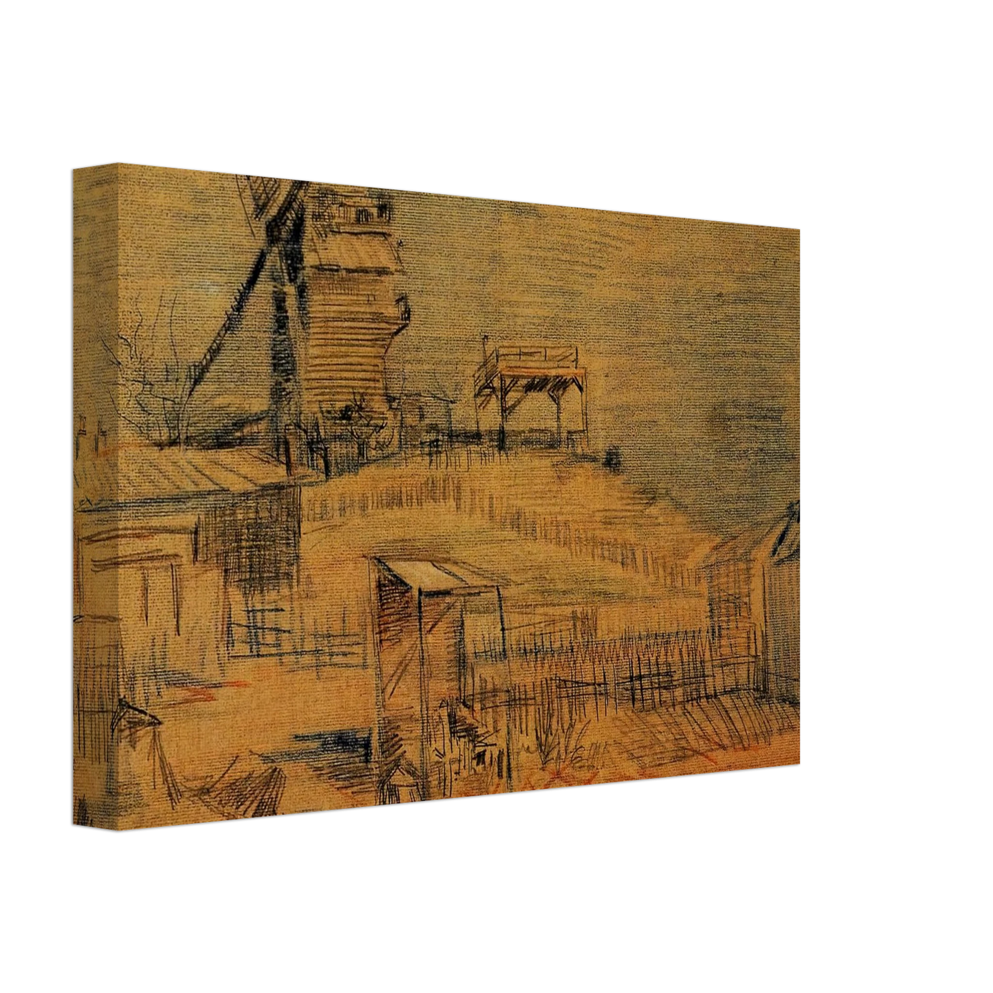 Vincent van Gogh - Gardens on Montmartre and the Blute-Fin Windmill Canvas - 70x100 cm / 28x40 inches-canvas