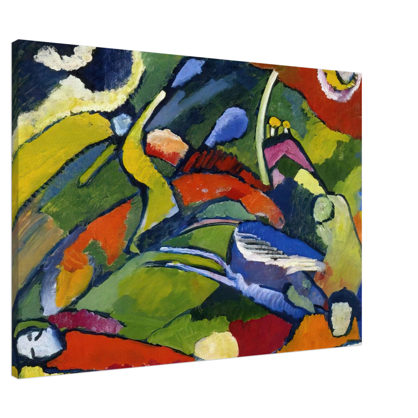 Wassily Kandinsky - TWO RIDERS AND RECLINING FIGURE Canvas - 20x30 cm / 8x12 inches-canvas