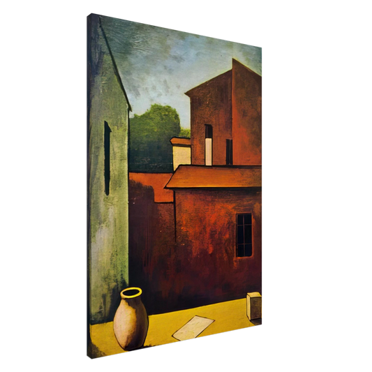 Carlo Carra - THE RED HOUSE 1927 Canvas - 20x30 cm / 8x12 inches-canvas