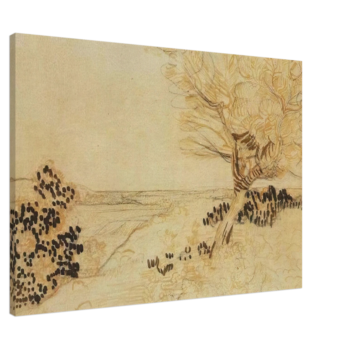 Vincent van Gogh - Landscape with a Tree in the Foreground Canvas - 20x30 cm / 8x12 inches-canvas
