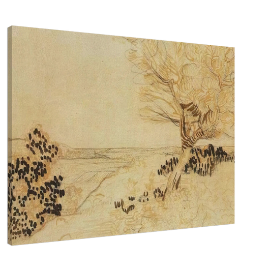 Vincent van Gogh - Landscape with a Tree in the Foreground Canvas - 20x30 cm / 8x12 inches-canvas