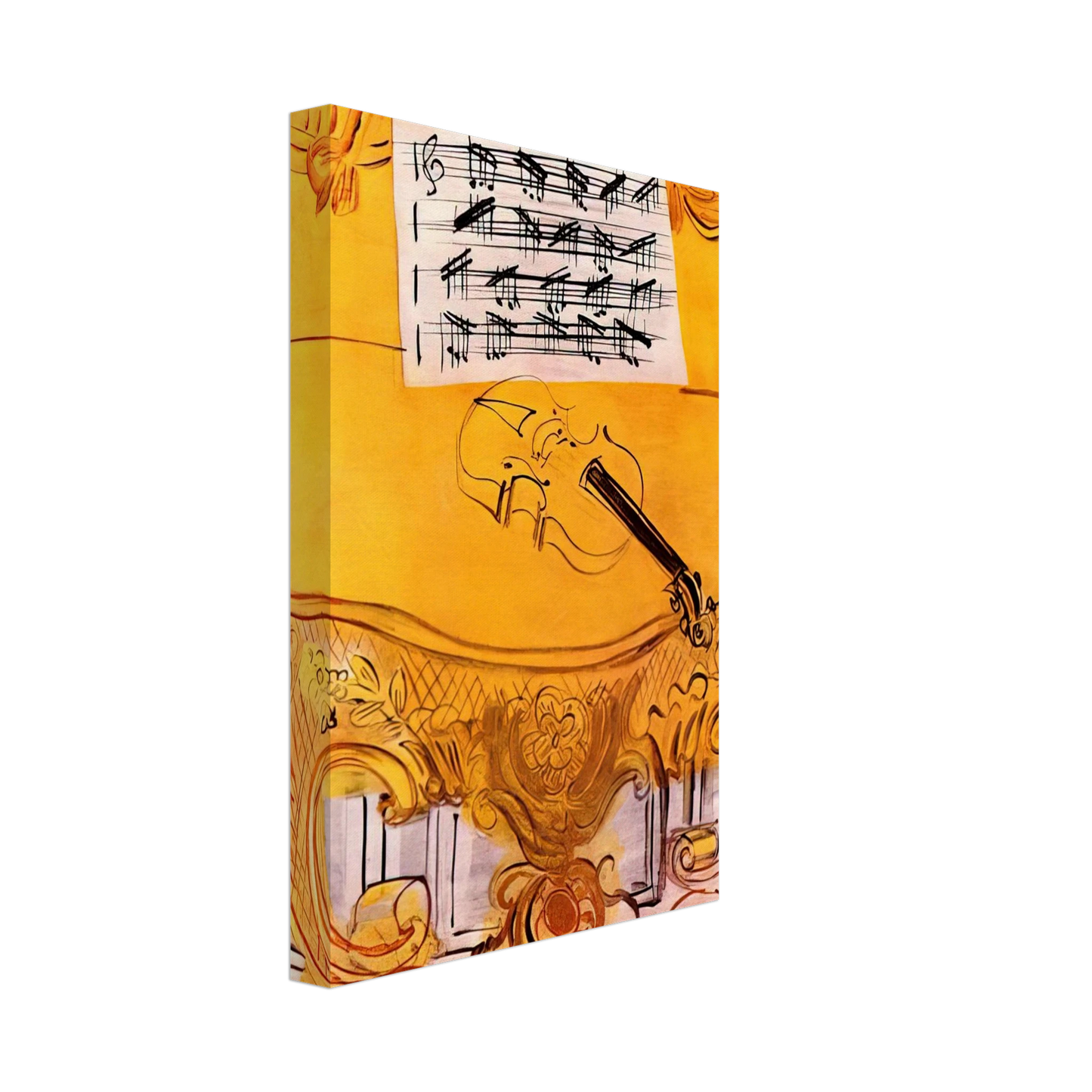 Raoul Dufy - THE YELLOW CONSOLE WITH A VIOLIN 1949 Canvas - 40x60 cm / 16x24 inches-canvas