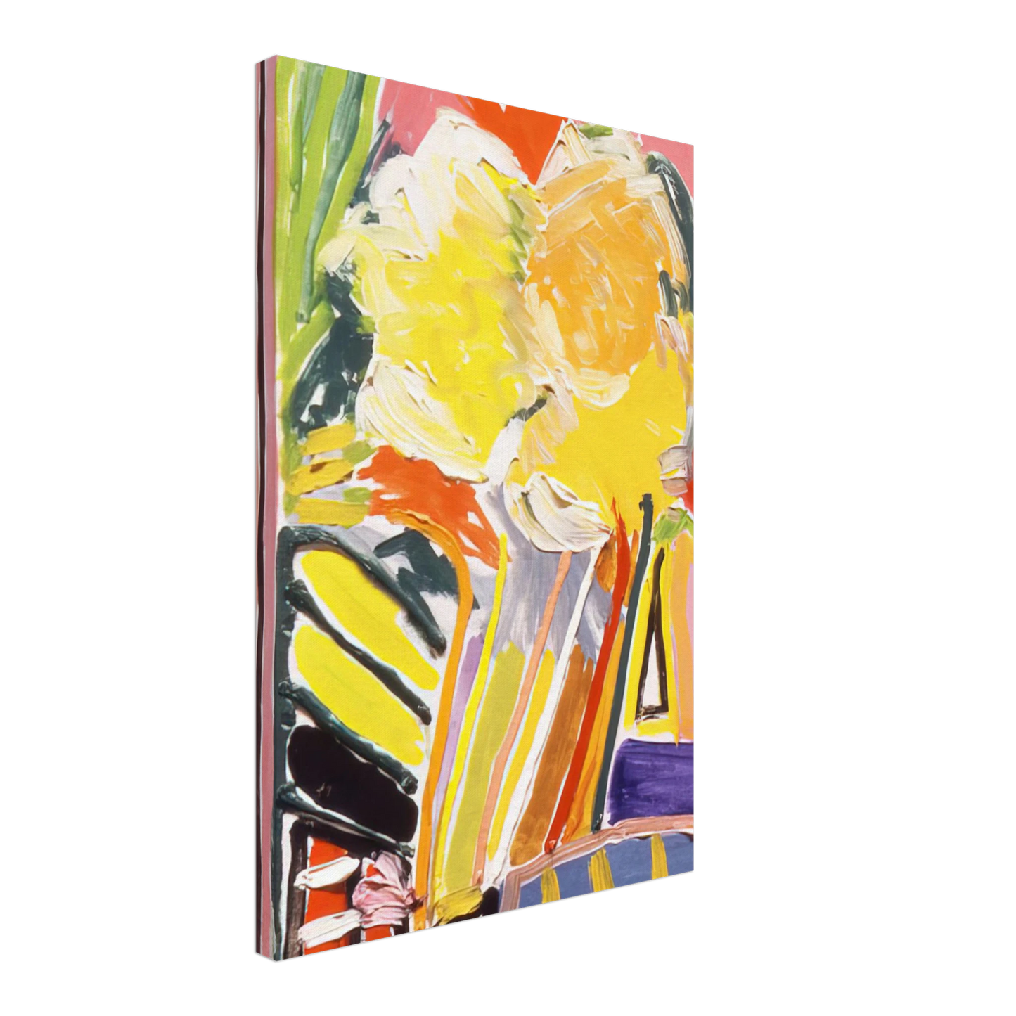 Ronnie Landfield - Pink Flower Painting - 1973 Canvas - 40x60 cm / 16x24 inches-canvas