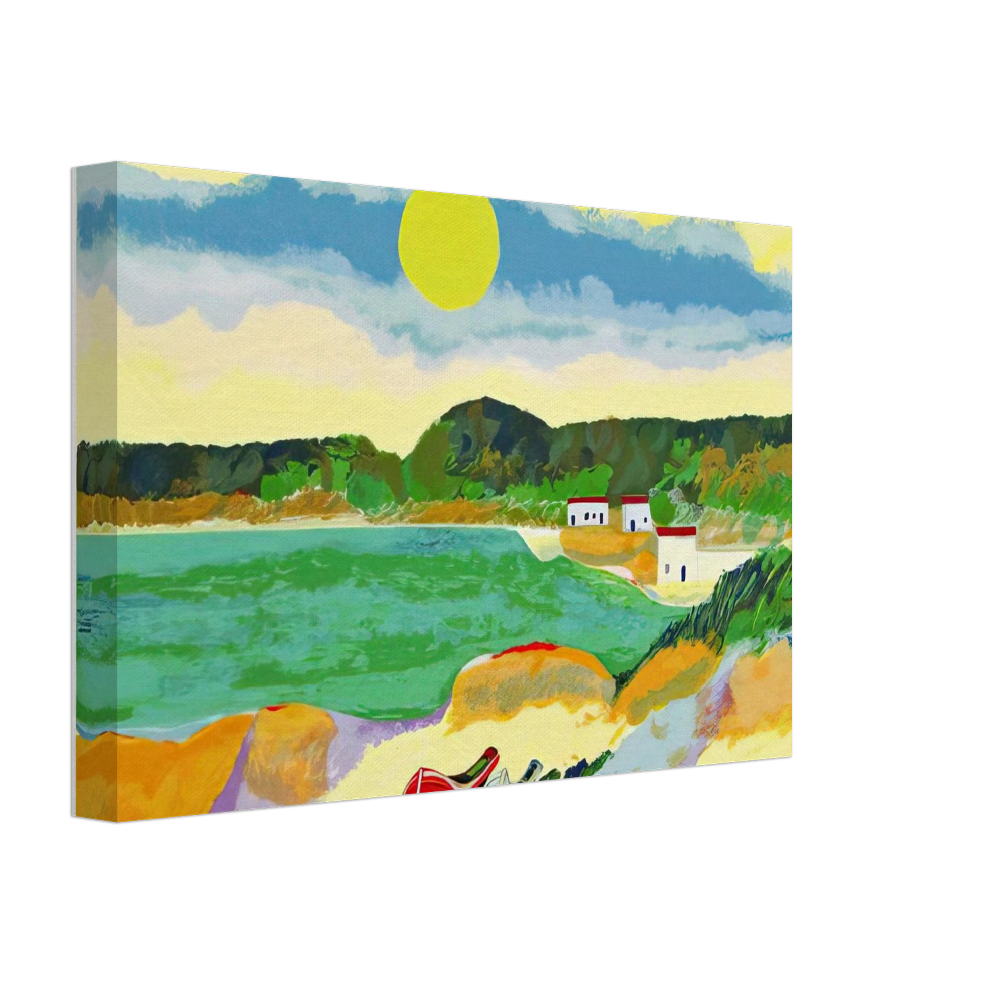 Aldemir Martins - Marinha Com Casas - Post-Impressionism Canvas - 40x60 cm / 16x24 inches-canvas