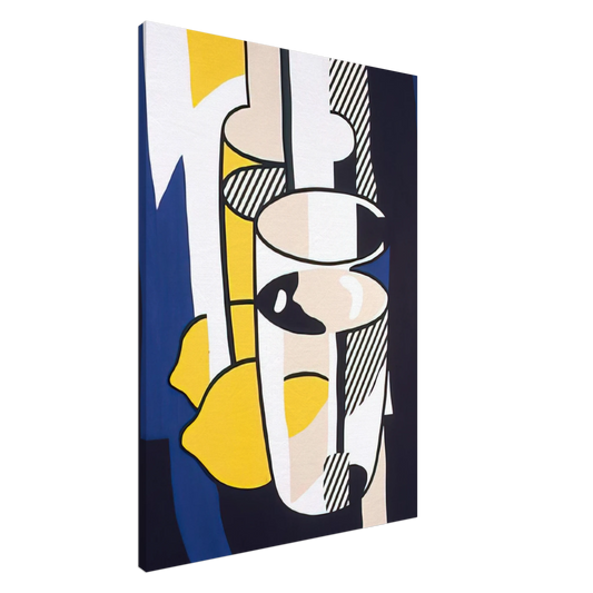 Roy Lichtenstein - GLASS AND LEMON IN A MIRROR 1974 Canvas - 20x30 cm / 8x12 inches-canvas