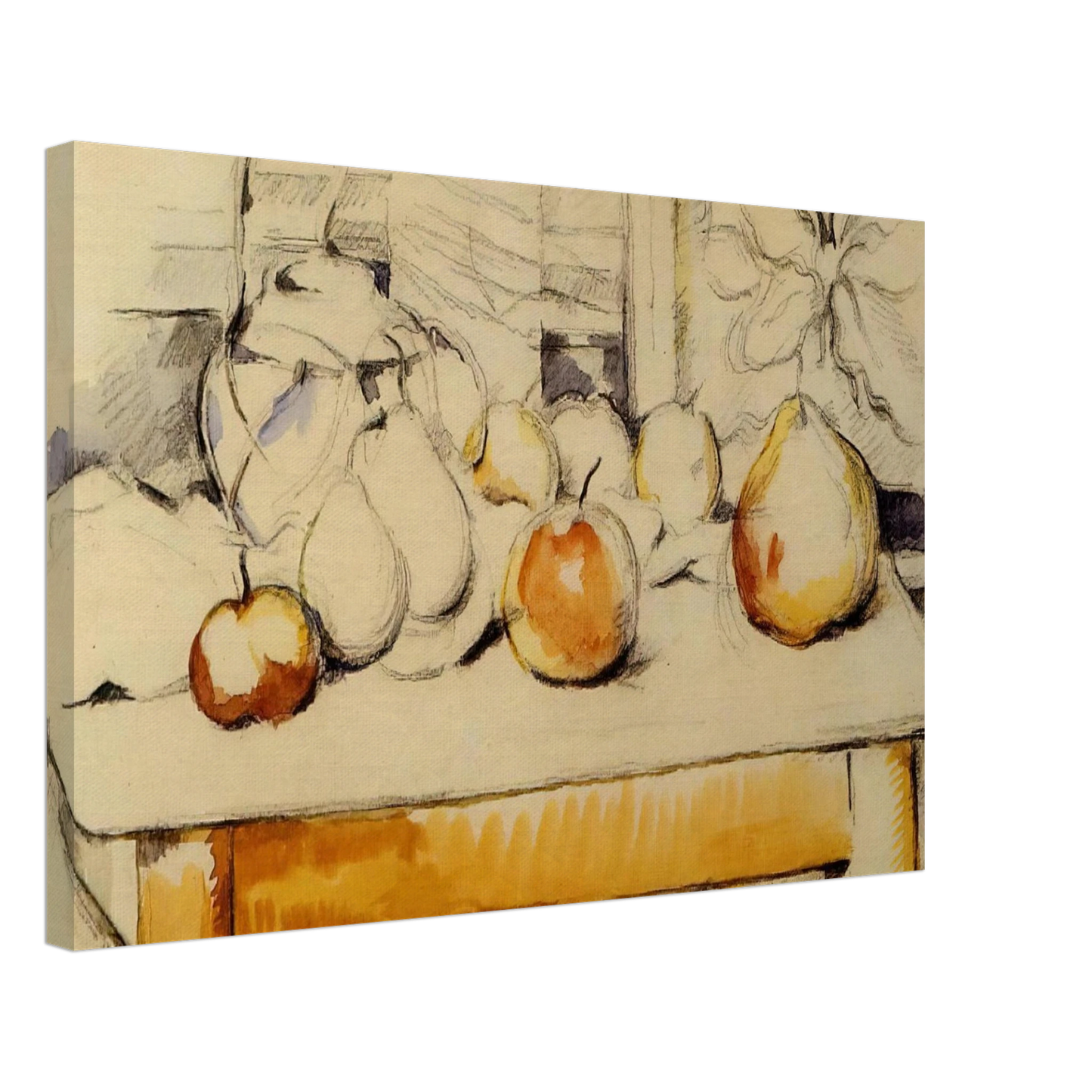 Paul Cezanne - Pot of Ginger and Fruits on a Table Canvas - 40x60 cm / 16x24 inches-canvas