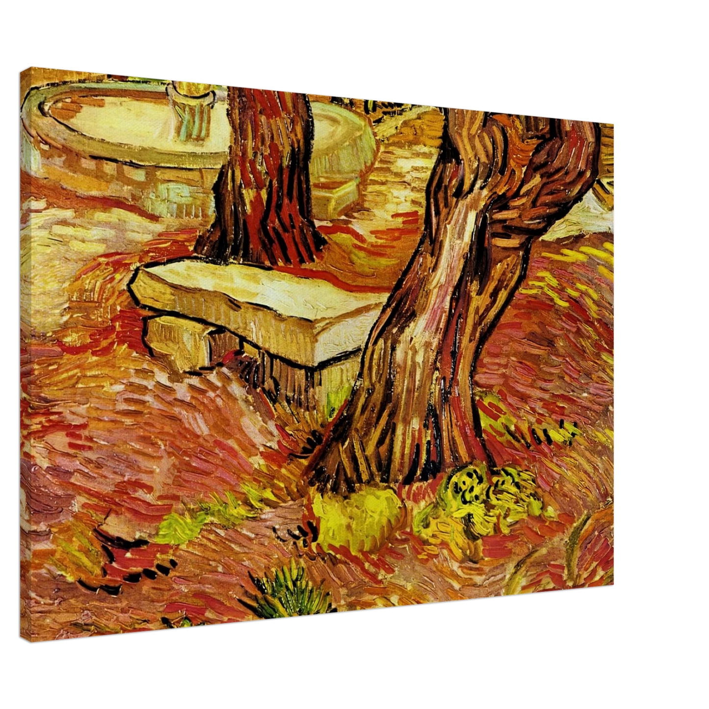 Vincent van Gogh - The Stone Bench in the Garden at Saint-Paul Hospital Canvas - 20x30 cm / 8x12 inches-canvas