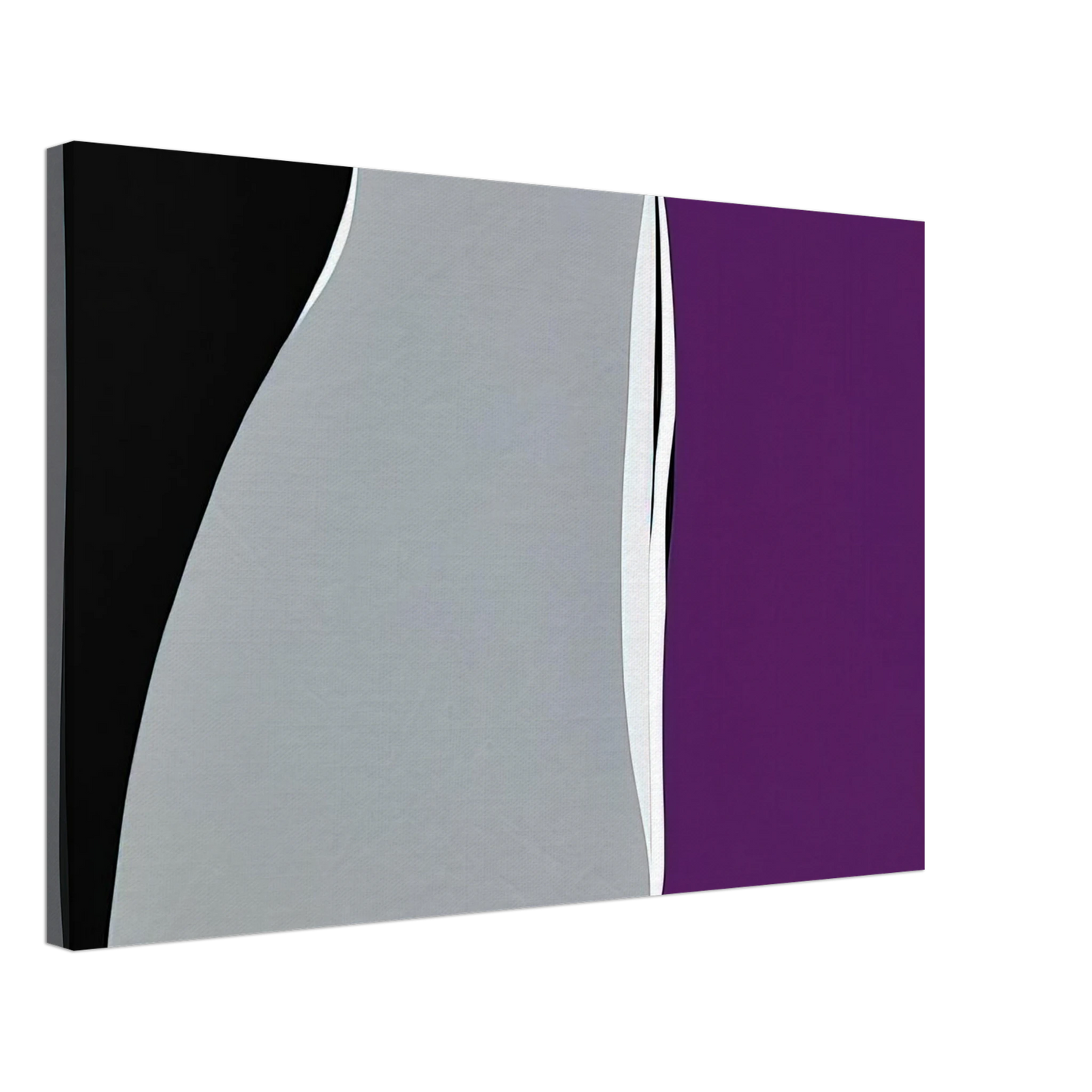Karl Benjamin - Black  Gray Curves with Purple - 1960 Canvas - 40x60 cm / 16x24 inches-canvas