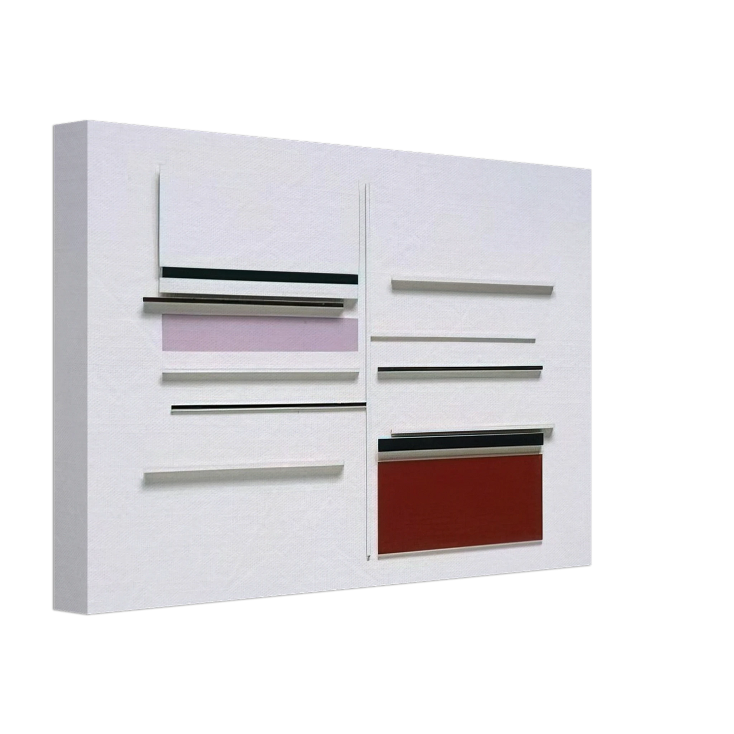 Victor Pasmore - ABSTRACT IN WHITE BLACK INDIAN AND LILAC 1957 Canvas - 70x100 cm / 28x40 inches-canvas