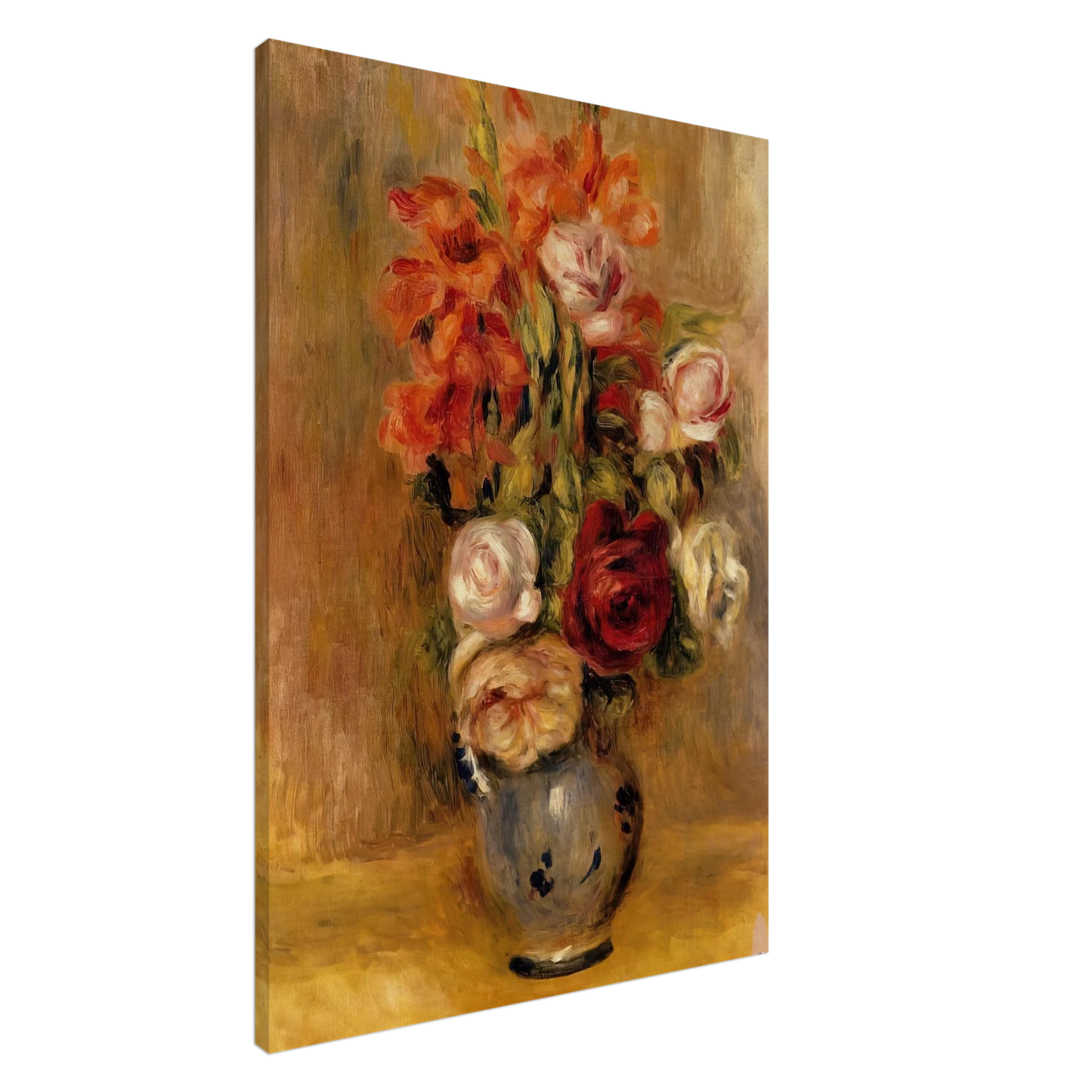 Pierre-Auguste Renoir - Vase of Gladiolas and Roses Canvas - 20x30 cm / 8x12 inches-canvas