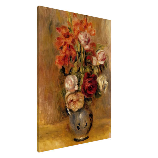 Pierre-Auguste Renoir - Vase of Gladiolas and Roses Canvas - 20x30 cm / 8x12 inches-canvas