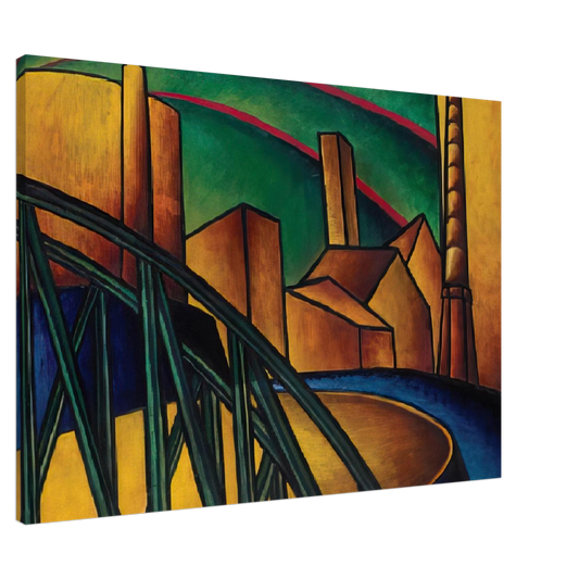 Laszlo Moholy-Nagy - Landscape with Bridge at Obuda Hajogyar Canvas - 20x30 cm / 8x12 inches-canvas