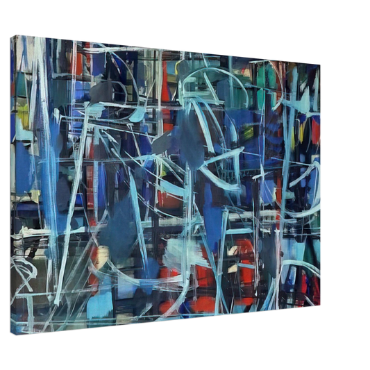 Robert Goodnough - Abstract in Blue - 1950 Canvas - 20x30 cm / 8x12 inches-canvas