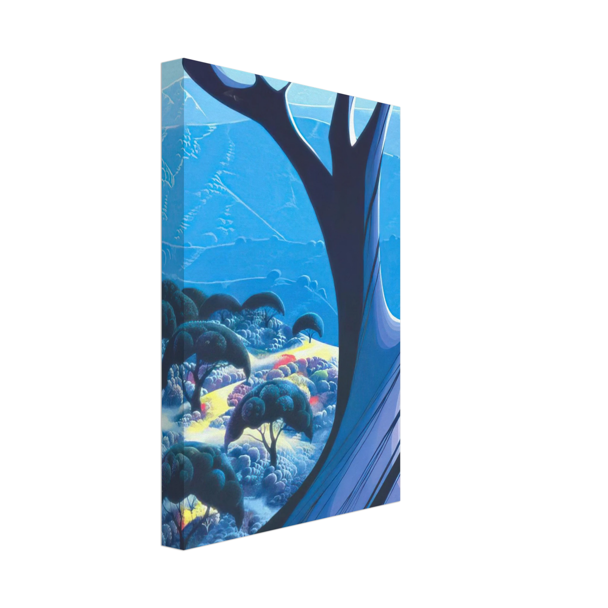 Eyvind Earle - Purple Treeand Mountains Canvas - 40x60 cm / 16x24 inches-canvas