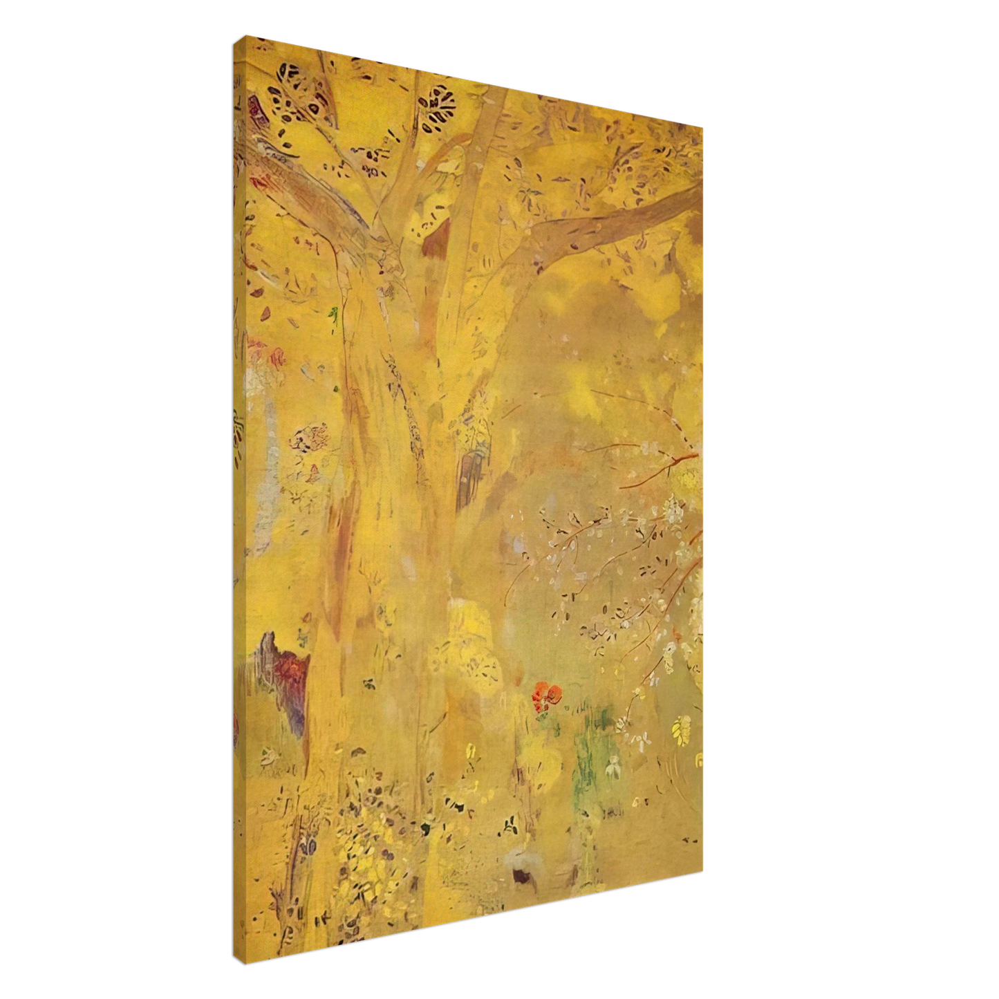 Odilon Redon - TREE AGAINST A YELLOW BACKGROUND 1901 Canvas - 20x30 cm / 8x12 inches-canvas