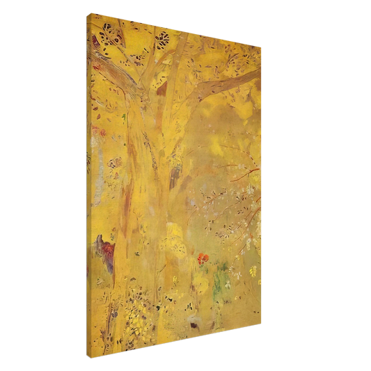 Odilon Redon - TREE AGAINST A YELLOW BACKGROUND 1901 Canvas - 20x30 cm / 8x12 inches-canvas