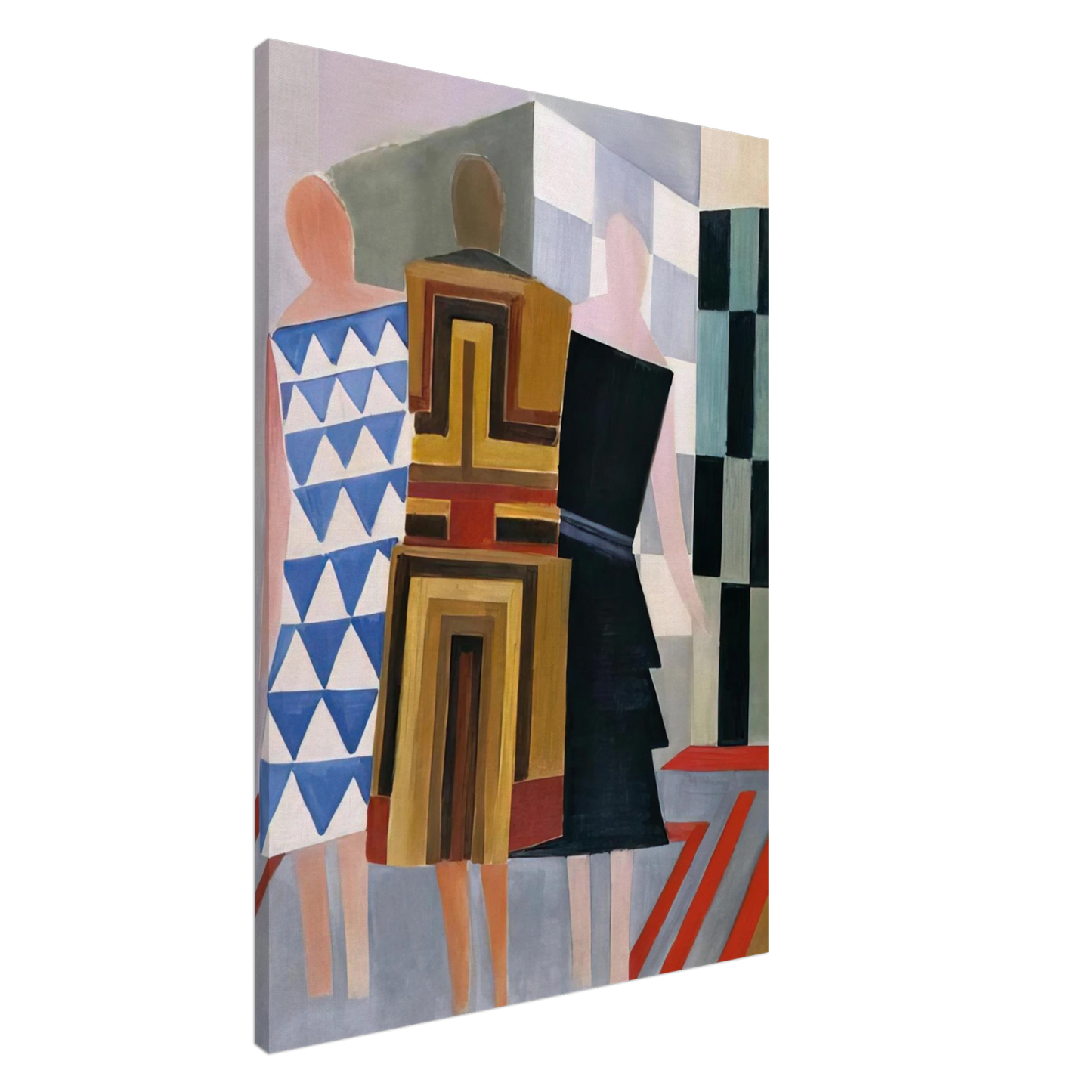 Sonia Delaunay - SIMULTANEOUS DRESSES THREE WOMEN FORMS COLOURS 1925 Canvas - 20x30 cm / 8x12 inches-canvas